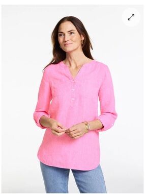 Talbots LINEN CAMP SHIRT - CROSS DYE